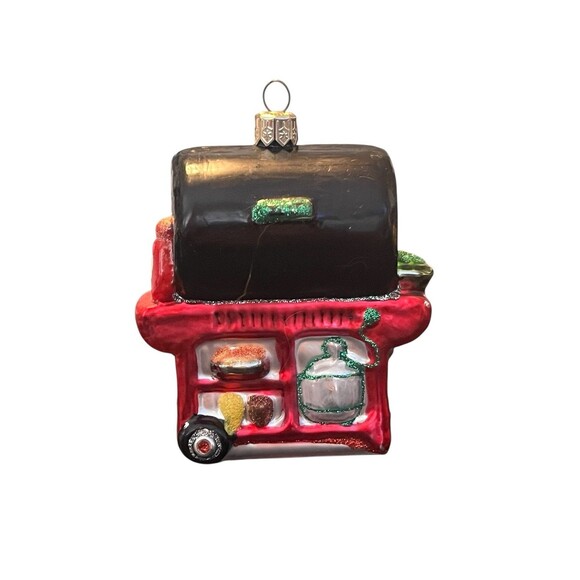 Glass BBQ Grill Ornament Christmas Barbecue Cookout Food Theme Hand Painted EUC - Picture 2 of 8